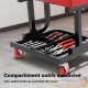 Tabouret de Mécanicien 37.5x36x38.5 cm Noir et Rouge Siège d'Atelier Mobile avec Plateau à Outils
