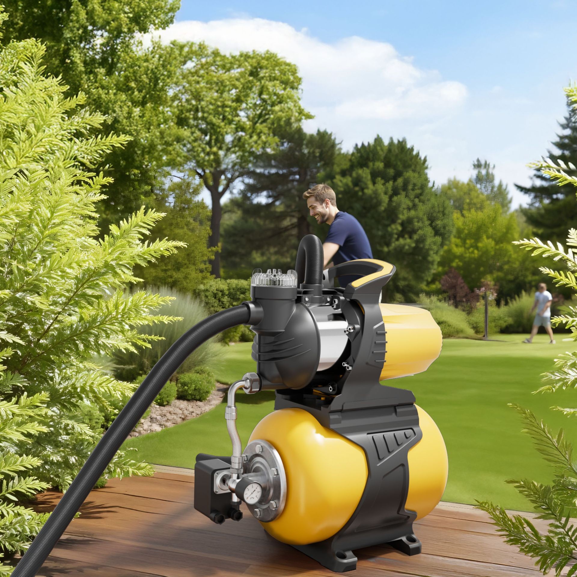 Station d'Eau Domestique 1300W 5000 l/h Refoulement 50 m Aspiration 7 m Réservoir Fer 24 l